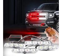 yifengshun Giroscopio LED 4 in 1 Telecomando Wireless DC12V -luce stroboscopica luci DRL lampeggiante magnetico di emergenza segnalazione luci per auto veicolo (rosso & bianco)