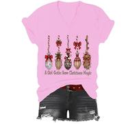 Yifinomi A Girl Gotta Have Christmas Magic Shirt, Witchy Christmas, maglietta natalizia con scollo a V, rosa, L