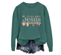 Yifinomi Felpa con cappuccio con scritta "It's All About Jesus Christian Jesus" It's All About Jesus Shirt per donne e uomini, Verde, S