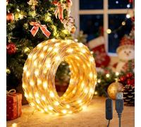 YIFMOO Catena di luci a LED USB, 5 m, 50 LED, impermeabile, con interruttore, micro filo di rame, per esterni e interni, per fai da te, Natale, stanza, feste, matrimoni, bianco caldo