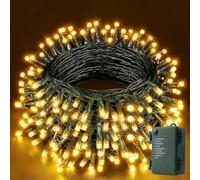 YIFMOO Catena luminosa a batteria, 30 m, 300 LED, per esterni e interni, con timer, 8 modalità, impermeabile, per Natale, giardino, feste, bianco caldo