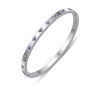 Yifnny Bracciale da donna in acciaio inossidabile, Bracciale a forma di cuore, Bracciale semplice, Regalo per la festa della mamma, Gioielli a forma di cuore (Argento)