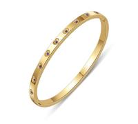 Yifnny Bracciale da donna in oro, Bracciale a forma di cuore Bracciale di coppia in acciaio inossidabile Bracciale semplice Regalo per la festa della mamma Gioielli a forma di cuore (Oro)