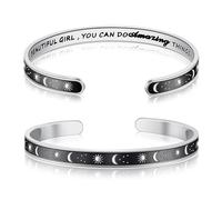 Yifnny Bracciale d'ispirazione, Bracciale regolabile con incisione in acciaio inossidabile Bracciale dell'amicizia Sole e Luna Regali (You Can Do Amazing Things)