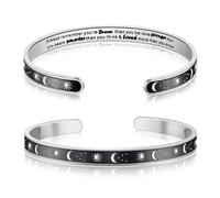 Yifnny Bracciale d'Ispirazione in Acciaio Inossidabile - Regolabile con Incisione dell'Amicizia Sole e Luna Regali