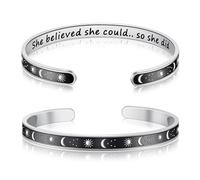 Yifnny Bracciale d'ispirazione in Acciaio Inossidabile - Regolabile con Incisione Sole e Luna Regali dell'Amicizia