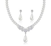 Yifnny Set di gioielli di perle per le donne,collana di perle finte e orecchini Bracciale Set di collana di perle a strati 1920s Gioielli Set di gioielli sposa Regali per le Mamma (Stile5)