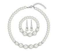 Yifnny Set di gioielli di perle per le donne,collana di perle finte e orecchini Bracciale Set di collana di perle a strati 1920s Gioielli Set di gioielli sposa Regali per le Mamma (Stile10 Argento)