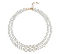Yifnny Set di gioielli di perle per le donne,collana di perle finte e orecchini Bracciale Set di collana di perle a strati 1920s Gioielli Set di gioielli sposa Regali per le Mamma (Stile14 Oro)