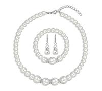 Yifnny Set di gioielli di perle per le donne,collana di perle finte e orecchini Bracciale Set di collana di perle a strati 1920s Gioielli Set di gioielli sposa Regali per le Mamma (Stile11)