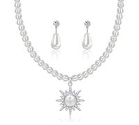 Yifnny Set di gioielli di perle per le donne,collana di perle finte e orecchini Bracciale Set di collana di perle a strati 1920s Gioielli Set di gioielli sposa Regali per le Mamma (Stile4)