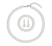 Yifnny Set di gioielli di perle per le donne,collana di perle finte e orecchini Bracciale Set di collana di perle a strati 1920s Gioielli Set di gioielli sposa Regali per le Mamma (Stile12)