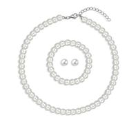 Yifnny Set di gioielli di perle per le donne,collana di perle finte e orecchini Bracciale Set di collana di perle a strati 1920s Gioielli Set di gioielli sposa Regali per le Mamma (Stile13)