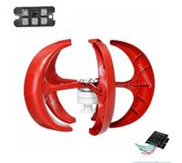 YIGECHENXIN 12v, Generatore Eolico a ASSE Verticale da 3500W, Kit turbina eolica a 5 Pale, generatore Eolico avviabile a 2 m/s per casa e Campeggio (Rosso)