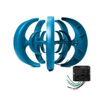 YIGECHENXIN 48v, Kit Turbina Eolica Verticale 1200W a 5 Lame, Generatore a Magneti Permanenti AC Trifase, con Controller, per Sistema Ibrido Eolico Solare (Blu)