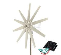 YIGECHENXIN Generatore Eolico 3000W-4500W 12V 24V 48V Senza Rumore con 10 Pale, Motore Turbina Eolica Verticale con Kit Controller di Carica per Uso Domestico (Bianco),24v