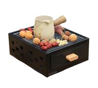 YIGECHENXIN Griglia per Barbecue da Esterno compatta Nera da 28 cm x 33 cm, Portatile Divisa Senza Fumo con Maniglie su Entrambi i Lati Adatta per Campeggio, Escursionismo e spiagge,Nero