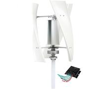 YIGECHENXIN Kit Generatore Eolico Verticale a 3 Pale da 1500W, Generatore Eolico 12V 24V 48V 220V per Casa, Fattoria, RV, Turbina Eolica off Grid (Bianco),24v