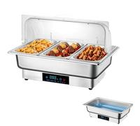 YIGECHENXIN Scaldavivande di Lusso da 220 V e 600 W griglia Singola/Doppia/Tripla Multifunzionale Resistente e Durevole fornello da Buffet Rettangolare (9 L),Three