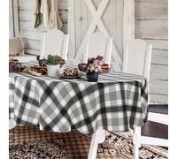 Yighty Tovaglia ovale a quadri di bufalo, 152 x 213 cm, bianco e nero, stile country, classico, rustico, in poliestere, impermeabile, per decorazione della cucina di campagna, tavoli per interni ed