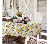 Yighty Tovaglia ovale floreale con limoni, 152,4 x 213,4 cm, tovaglia floreale ad acquerello giallo limone, impermeabile, resistente alle pieghe, decorazione primaverile estiva per vacanze, cucina