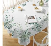 Yighty Tovaglia ovale verde salvia con foglie e fiori, 152 x 213 cm, tovaglia con stampa di foglie, tovaglia impermeabile ad acquerello, adatta per interni ed esterni, cucina per vacanze, ristoranti e