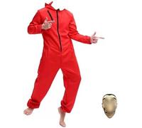 Yigoo - Costume di Halloween per partner, uomo e donna, rapinatore di banca, carnevale, tuta con maschera, cosplay per adulti, rosso, M