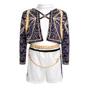 Yigoo Koreanpop Demon Costume per bambini, Hunter Cosplay Costume da ragazza, cacciatore di anime pop Idol, uniforme da palcoscenico, travestimento per Carnevale Halloween Party 160