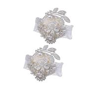 YIGZYCN 2 braccialetti eleganti con perle e nastro per ricevimento di nozze, damigelle, testimoni dello sposo, accessori per feste di nozze