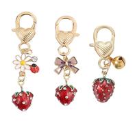 YIGZYCN 3pcs Realistico Fragola Charm Portachiavi Frutta A Forma di Ciondolo Set Per Borse E Chiavi Decorativo Catena Del Telefono Accessorio
