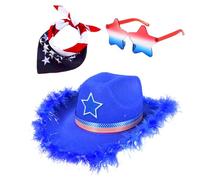 YIGZYCN 4th of Jul Costume Set Paisleys Bandana Occhiali da sole, Bandiera Cowboy Caps