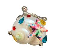 YIGZYCN Anelli impilabili a tema mare con design a conchiglia gioielli da spiaggia adatti per gli amanti della moda presente cerchio intrecciato mare stratificato gioielli naturali cristallo, One Size