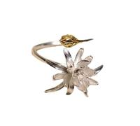 YIGZYCN Anelli regolabili in lega robusta con fiori notturni Cereus Fiore gioielli accessorio per le donne alla moda gioielli eleganti anelli di fiori regolabili