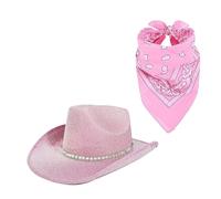 YIGZYCN Bandana da sposa e cappello Panama con cristalli per addio al nubilato, cocktail party, vacanze, puntelli