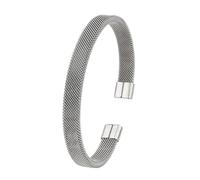 YIGZYCN Bracciale aperto in acciaio inox robusto con design a rete, unisex, a forma di C, per uso quotidiano, abbigliamento casual, gioiello da polso minimalista e moderno, One Size, come descritto