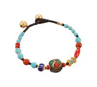 YIGZYCN Braccialetto artigianale in rame con perline accentate con pietre naturali per regali significativi per regalare braccialetti di perline in stile tibetano, Misura unica, come descritto