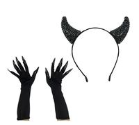 YIGZYCN Cerchietto per capelli con corno da diavolo con strass, regolabile, accessorio per costume di Halloween