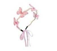 YIGZYCN Cerchietto per capelli da ragazza, con perle e farfalle, corone per la regina di compleanno, accessori per foto, elegante copricapo per costume