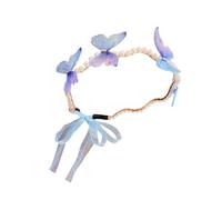 YIGZYCN Cerchietto per capelli da ragazza, con perle e farfalle, corone per la regina di compleanno, accessori per foto, elegante copricapo per costume