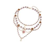YIGZYCN Collana alla moda in lega con luna irregolare e nappe lunghezza regolabile catena per il collo multistrato accessorio collana dichiarazione per le donne