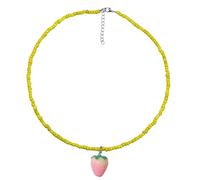 YIGZYCN Collana colorata con perline di riso con ciondolo a forma di frutta, catena per clavicola, lunghezza regolabile, accessorio per donne e ragazze adolescenti