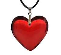 [YIGZYCN] Collana con ciondolo a forma di cuore in vetro colorato collana in corda nera gioielli catena clavicola donna uomo compleanno cuore rosso collana donne ragazze, Vetro