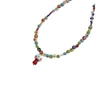 YIGZYCN Collana con perline di vetro alla moda con ciondolo a forma di fungo e design floreale, accessorio per gioielli per un look giovane ed elegante