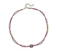 YIGZYCN Collana con perline geometriche dal design unico, catena a clavicola gioielli alla moda per le donne a doppio strato con perline marroni