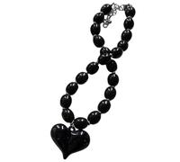 YIGZYCN Collana con perline in resina con ciondolo a forma di cuore, lunghezza regolabile, catena per clavicola, da donna, resistente allo sbiadimento, gioielli eleganti a forma di cuore