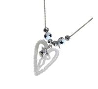 YIGZYCN Collana creativa con ciondolo a forma di cuore e fiocco, giocoso, in acrilico, delicata catena per il collo per la clavicola alla moda quotidiana, One Size, come descritto, come descritto