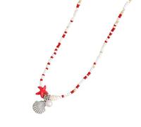 YIGZYCN Collana girocollo con perline alla moda con ciondolo a forma di stella marina ornamento elegante catena di perline gioielli unico accessorio dichiarazione
