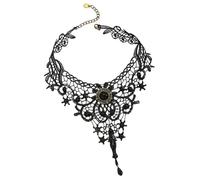YIGZYCN Collana girocollo in pizzo gotico con cristalli per feste di Halloween, costume da vampiro, Pizzo