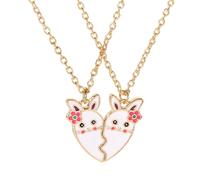 YIGZYCN Coppia di collane con ciondolo a forma di cuore e conigli, per ragazze, in colore elegante, ideale per feste o regali
