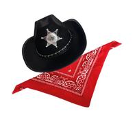 YIGZYCN Costume da cowboy occidentale per bambini e adulti, cappello da cowboy con bandana, set per Halloween